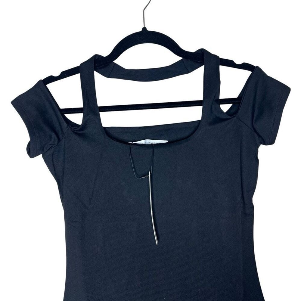 NEW Susana Monaco Halter Off The Shoulder Mini Dress in Black Medium - Picture 2 of 7